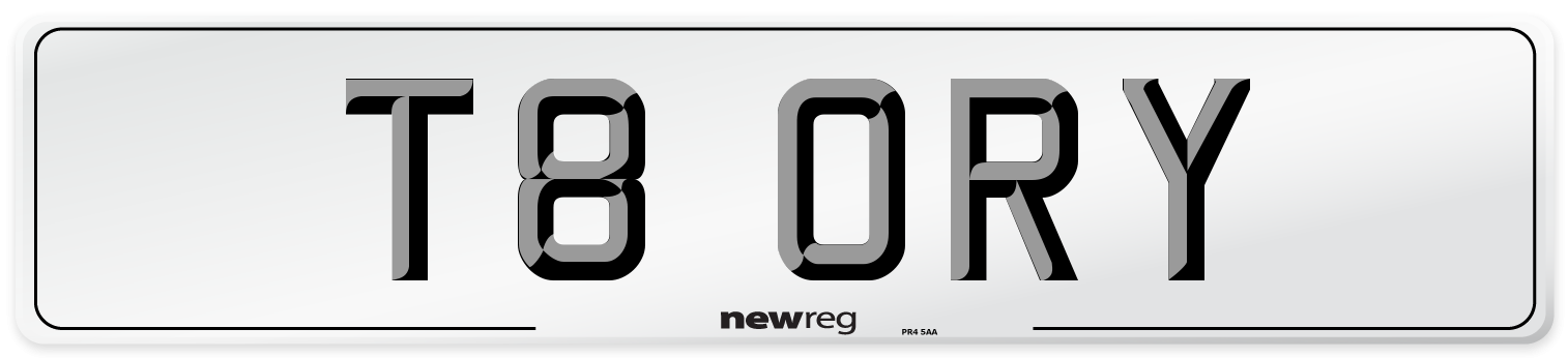T8 ORY Number Plate from New Reg